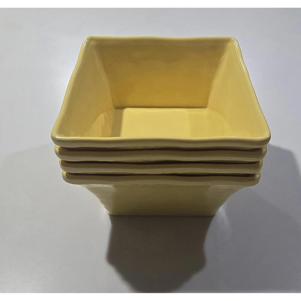 Tommy Bahama Yellow Melamine Rope 6” Soup Salad Bowls Lot of 4 Beaded‎